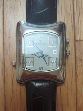 Louis Arden Traveler Multi-Timezone Watch in Silver and Black